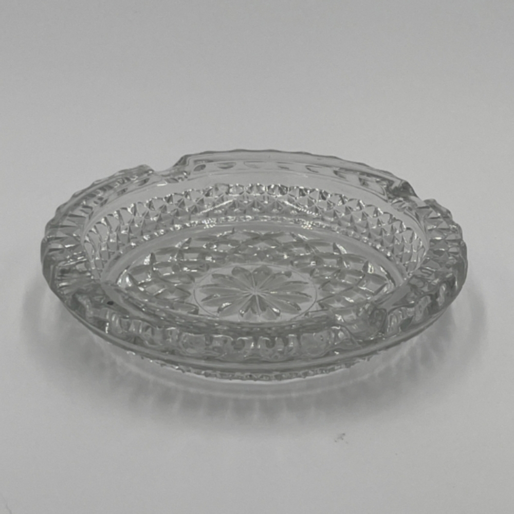Vintage Anchor Hocking Wexford Round Heavy Clear Crystal Ashtray 5.5”D